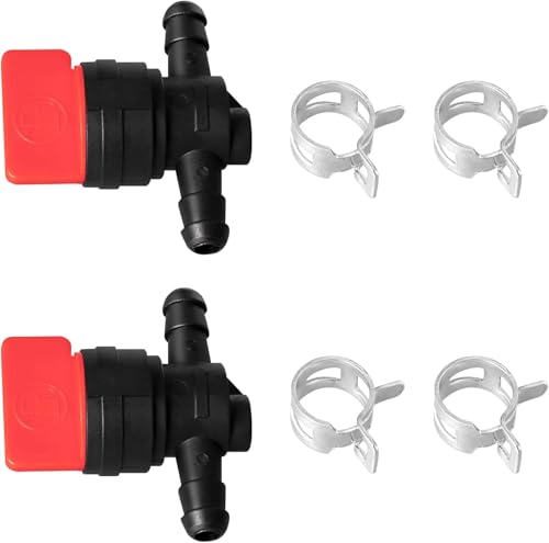Fuel Shut Off Valve for Mower - 1/4' Fuel Cut Off Valve for Riding Lawn Mower Garden Tractor Pressure Washer Snowblower, in Line Fuel Gas Control Shut Off Valve Switches Tap for Small Engines 2 Packs