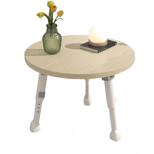 Quxxuol ちゃぶ台 折りたたみ 丸 小さい ちゃぶ台 円卓 テーブル 折り畳み 丸 ローテーブル 丸 センターテーブル 安定した耐荷重性 高さ調節可能 丸みを帯びた角 リビングテーブル ホームローテーブル (ベージュ,50cm)