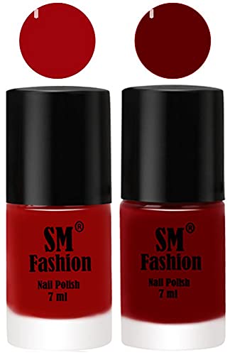 Image of Long Lasting Nail Polish | Nail Paint Combo 7 ml Each) - Set of 2 Light Red-Dark Red