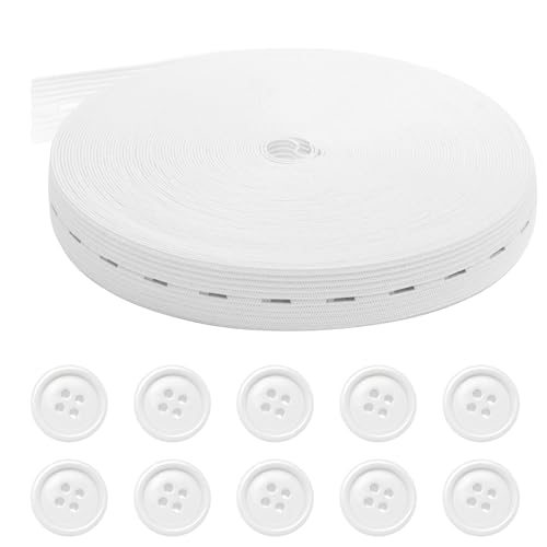 Élastique 49pi x 3/4po trous boutons blanc couture