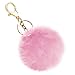 Desconocido Porte-clés pompon en cuir lapin artificiel, boule douce et mignon, accessoire de sac, sac à dos, voiture, pom pom décoratif avec fermeture éclair, rose, Taille Unique
