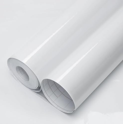 Image of ONETON Glossy White Contact Paper Decorative Self Adhesive Counter Top Peel and Stick Wallpaper for Kitchen Cabinets Shelf Drawer Liner Desk Dresser (White Glossy WP, 24x150 inch)