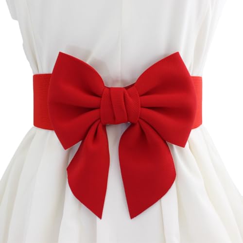 Elegant Bowknot Belt for Women Elastic Wide Belts Fashion Bow Tie Stretchy Waistband for Dress