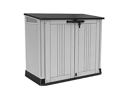 Keter Store-It-Out Prime 4.3 x 3.7 ft. Outdoor Resin Storage Shed with Easy Lift Hinges, Perfect for Yard Tools, Pool Toys and Garden Accessories, Grey