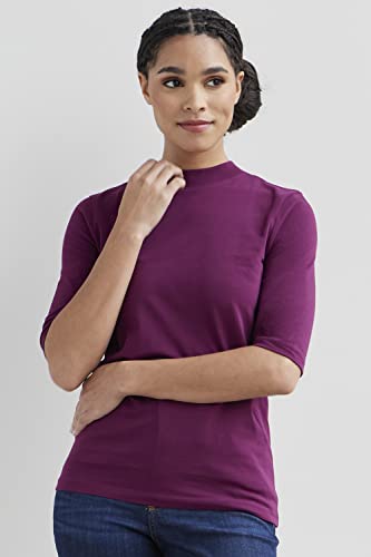 Women's Organic Pima Cotton Half Sleeve Mock Neck T-Shirt3