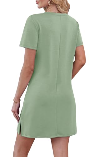 Image of RUMIA Summer Dresses for Women 2026 V-Neck Casual Sundresses T-Shirt Dress