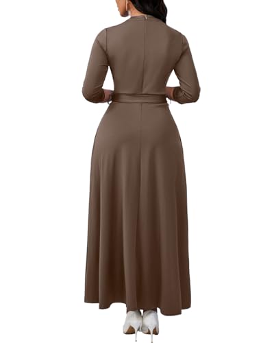 Image of BubFee Maxi Dresses for Women Semi Formal Long Dress 3 /4 Sleeve Casual A-line Church Dresses with Pockets