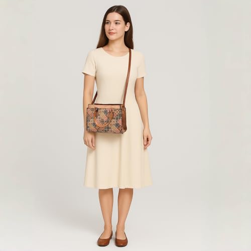 Quilted Crossbody Bags For Women Vegan Leather Purses Waterproof Natural Cork Shoulder Bag Handbags with Adjustable Detachable Shoulder Strap For Her2