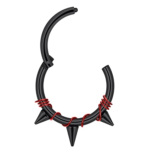 Stuppendux 2PC Steel Colored Coil Septum Clicker Ring Nose Ring Hoop Sleeper Hoop Earring Helix Rook Conch Cartilage Daith Tragus Earrings Nose Piercing Jewelry for Women Men3