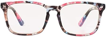 Agstum Blue Light Blocking Glasses Anti-fatigue Gaming Glasses Computer Glasses (Blue flowers)