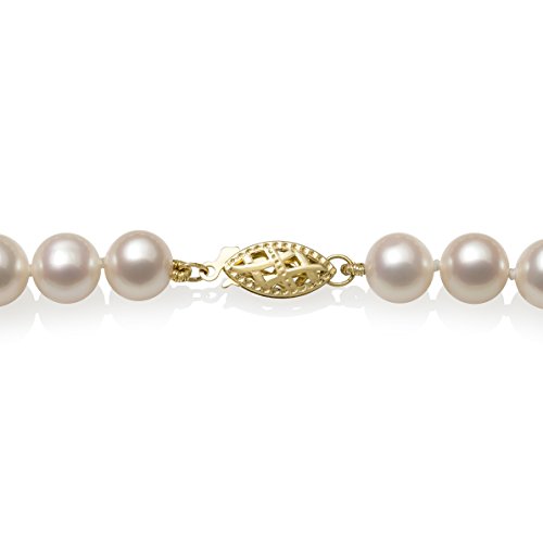 Belacqua AA Quality White Cultured Freshwater Pearl Bracelet in 14K Yellow Gold, Fishhook Clasp, Size- 5mm to 9mm, Length- 6.5 to 8.5 Inches, Real Pearl Jewelry for Women, Gift Box Included2