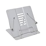 Foldable Book Stand for Reading Hands Free,Adjustable Cookbook Stand,Portable Metal Recipe Book Holder Stand for Cookbooks,Textbook,iPad,Tablet,Recipe（Grey)