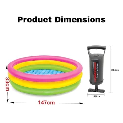 Image of LONGMIRE 5 FT Portable Inflatable & Foldable Kids Swimming Pool with Air Pump Baby Bath Tub Water Pool for Kids and Adults Outdoor&Indoor Kids Bathing Tub