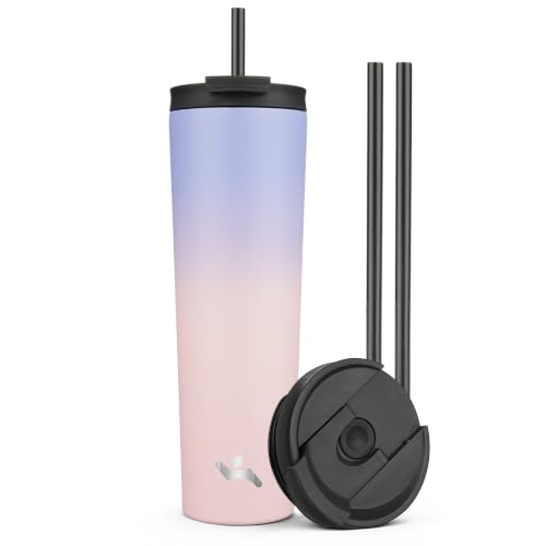 Image of Konokyo 34 oz Insulated Tumbler Water Bottle with Straw Lid, Pastel Sunset