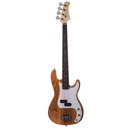4 String Electric Bass Guitar, Exquisite Burning Fire Style Electric Bass Guitar Beginner Kits, Stylish Bass Guitar, Premium Quality & Affordable Musical Instrument (Wood Color)