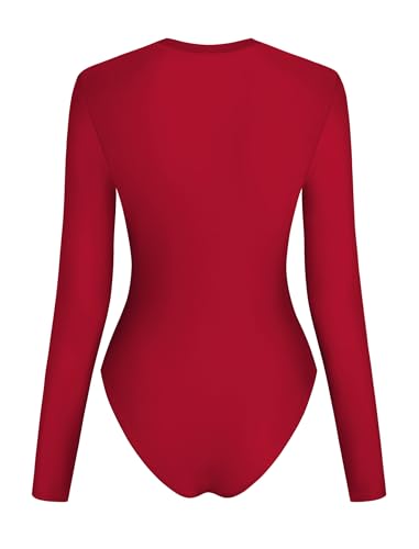 Image of ZAFUL Women's Long Sleeve Rash Guard Swimsuit One Piece Zipper Surfing Bathing Suit
