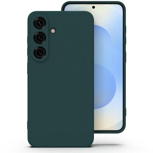 Zuvirelx Silikon Handyhülle für Samsung Galaxy S25 Plus Hülle Weiches Griff Dünne Minimalistisch Stoßfest rutschfest Taschenpassend - Tiefgrün