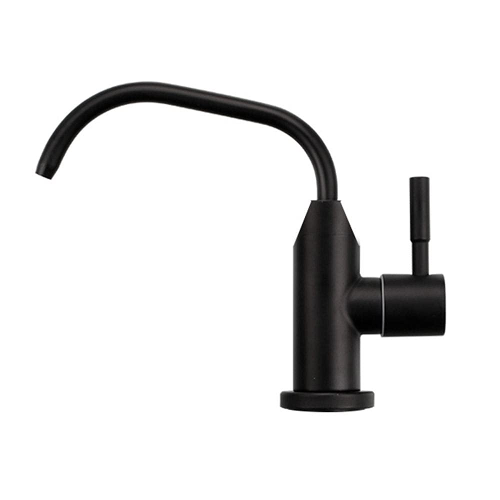Grifo de cocina giratorio de 360° negro para sistemas de ósmosis inversa - Grifo de fregadero de filtro de ósmosis duradero y elegante para uso doméstico - Diseño moderno de fácil instalación