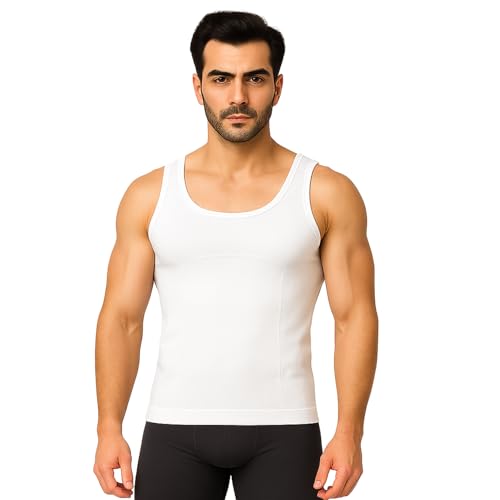 Image of FF Mens Cotton Compression Shirt Slimming Body Shaper Vest Sleeveless Waist Trainer Workout Tank Top Tummy Control Shapewear