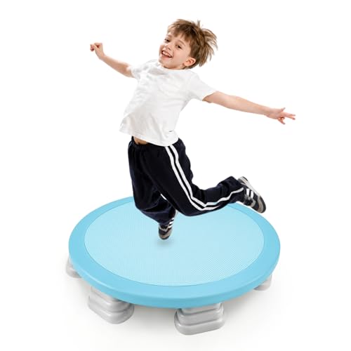 Mini Trampoline for Kids Toddlers Trampoline Indoor Outdoor Bounce Board Bouncing Board Sensory Trampoline for Autism Kids Autism Sensory Toys Indoor Trampoline for Kids (Blue)