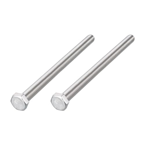 Image of METALLIXITY Hex Head Bolts (7 /16-14 x 6 inch) 2Pcs, 304 Stainless Steel 18-8, Fully Threaded, External Hex Drive, Plain Finish, Hex Head Screw Bolt, Silver