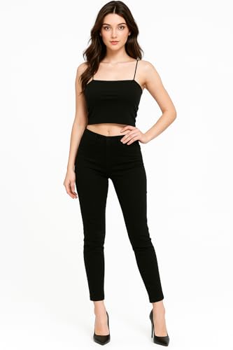 Image of Women's Lightly Padded Spaghetti Strap Crop Top - Smooth & Stretchable Everyday Wear