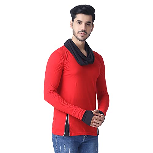 Image of Black Collection Men's Attached Muffler Full Sleeve T-Shirt(SKU: BCN0023)