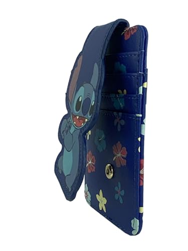 Image of Disney Card Holder Women Slim Compact Wallet Small (Stitch Blue)