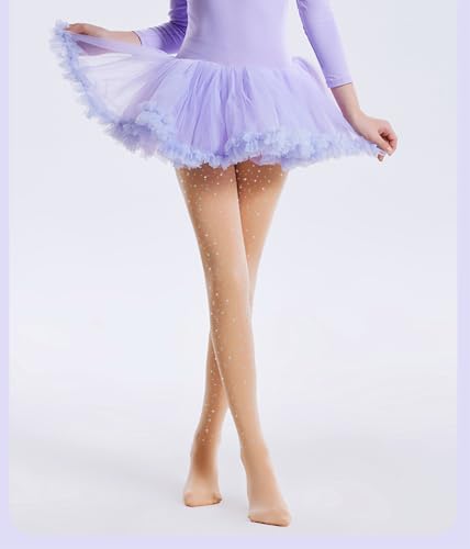 Image of LUCKELF Girls Glitter Tights, Soft Opaque Tights Sparkle Rhinestone Tights School Dress Dance Stockings