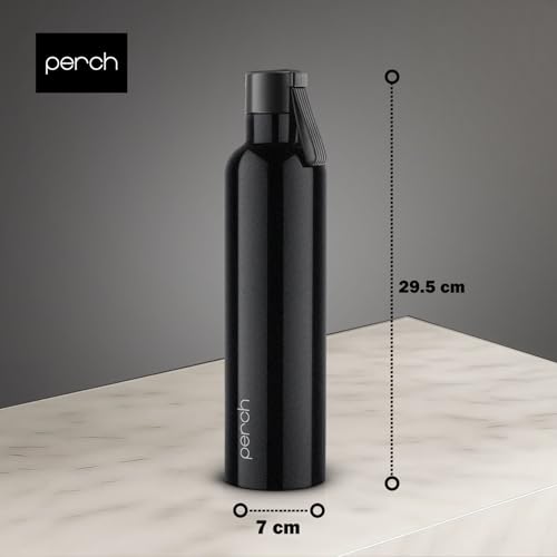 Image of Perch Oasis Pro Insulated Steel Water Bottle | ISI Certified Hot & Cold Flask - 760ml | BPA-Free, Leakproof, Travel-Friendly Bottle for Office, Gym & Home (Knight Black)