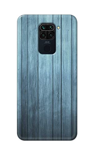 Image of Printed Hard Back Cover Case for Mi Redmi Note 9 Back Cover (Wooden Blue) -1302