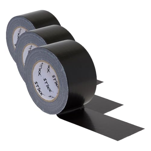 Image of STIKK Duct Tape - Black Duck Tape - 3 inch x 60 Yards - Heavy Duty Tape for Repairs, Household Projects - for Commercial HVAC and Construction - Effective Heavy Duty Waterproof Duct Tape (Pack of 3)