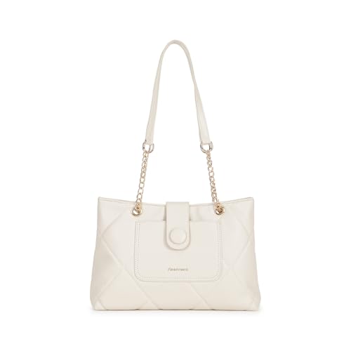 Image of Fastrack ButtonUp Shoulder Bag | Quilted Faux-Leather Women's Handbag | Bag with Chain Strap & Dual Closure