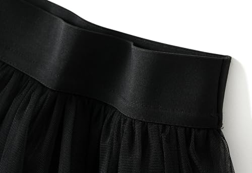 Womens Irregular Tulle Layer Skirts Color-Matching Pleated Maxi Spring Vacation Skirts 20254