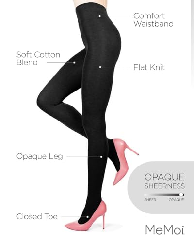 Image of MeMoi Brooklyn Flat Knit Cotton Tights for Women, Cozy and Stretchy Soft Sweater Tights - Sizes XS to 5x-6x