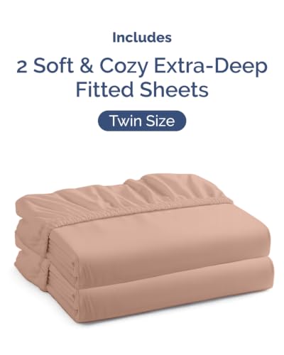 Image of CGK Linens 2 Pack Extra Deep Twin Fitted Sheets - Mauve