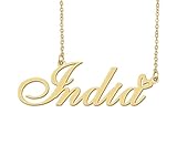 Aoloshow India Name Necklace Heart Charm Pendant 18k Gold Plated Stainless Steel Jewelry for Womens Graduation