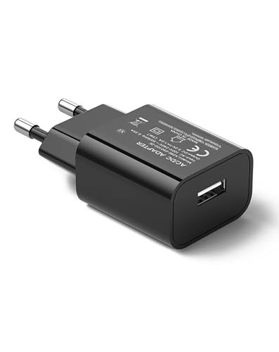 YIMINGOUFEI Caricatore USB, standard europeo, 5V, 1A, 5W, nero, connettori rivestiti in nichel