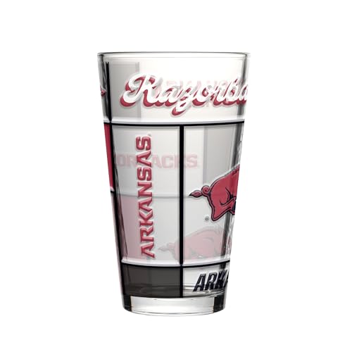 Image of Logo Brands NCAA oz Stained Glass Pint Glass - 3D Embossed Logo & Bold Team Colors - Durable Sports Fan Beer Glass for Home, Bar & Tailgates