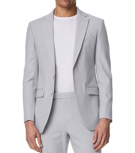 Qisuma Light Gray Men Tuxedo Suit 2 Piece Graduation Wedding Outfit Men's Dinner Jacket Homecoming Suits Size L