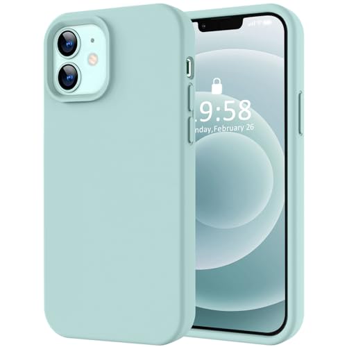 Image of LOVE 3000 Designed for iPhone 12 Case /iPhone 12 Pro Case, Premium Silicone with [Soft Anti-Scratch Microfiber Lining] Shockproof Protective Phone Case for Men Women Girls 6.1 inch, Mint