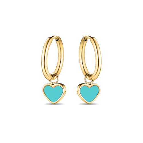 Jason Hyde Women's Amare Hoops - 18K Gold Plated Recycled Silver Earrings - Hanging Turquoise Chip Charms, Sustainable Minimalist Jewelry, One Size