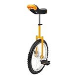 LKHDONG 18 Zoll Einrad Unisex Unicycle Fahrrad Balance Training Laufrad Einradständer mit Griffen, Höhenverstellbar 73-85 cm, max.75kg (Gelb)