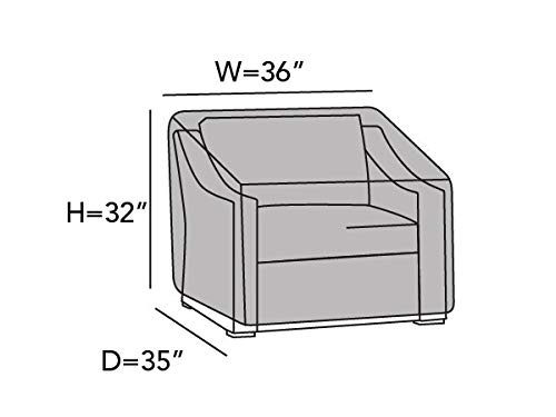 Covermates Outdoor Chair Cover - Heavy-Duty Polyester, Weather Resistant, Drawcord Hem, Seating and Chair Covers, 36W x 35D x 32H, Ripstop Grey