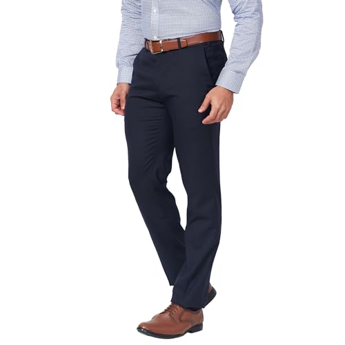 Image of Raymond Men's Slim Fit Polyester Blend Checks Pattern Flat Front Formal Trouser