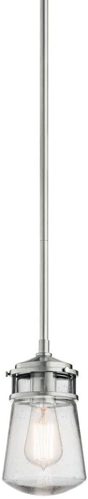 Kichler Lyndon 9.5" 1 Light Pendant with Clear Seeded Glass Brushed Aluminum