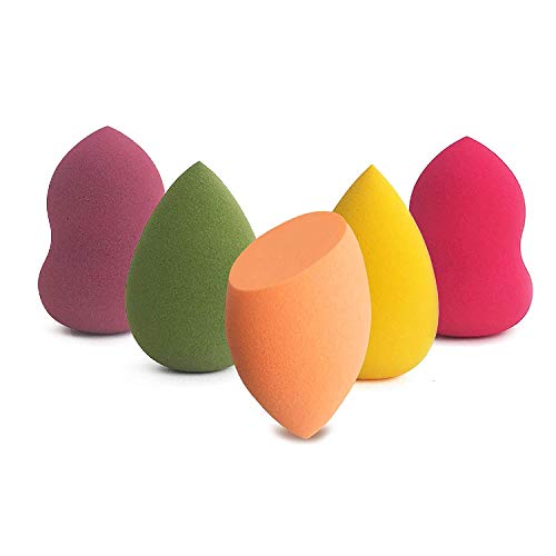 Fennec Mart 5 Pieces Beauty Egg Makeup Puffs cosmetic sponge Set of Beauty Makeup Sponges 3 Shapes Beauty Make Up Powder Puff for Liquid Powder BB Cream (multi colour)