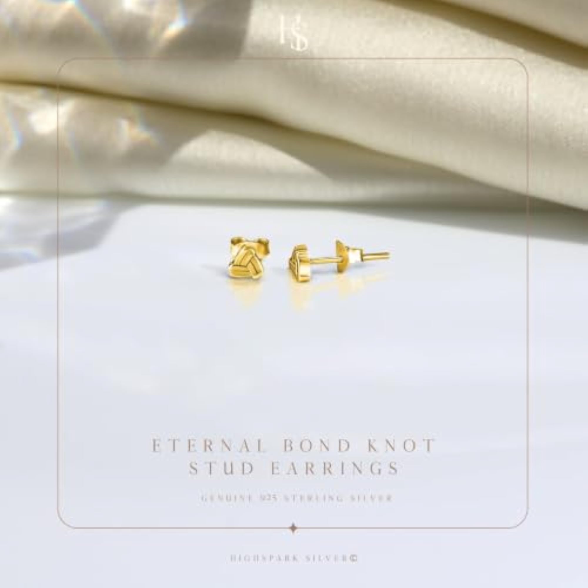 Women's 925 Silver Triangle Knot Earrings in 18K Finish