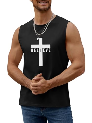 Men's Cotton Graphic Tank Tops Jesus Cross Believe Printed Faith Christian Shirts4