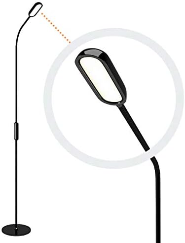 Lustrat LED Modern Floor Lamp - Floor Lamp with Adjustable Gooseneck Pole Light for Home and Office - Bedroom Standing Lamp - Dimmable Floor Lamp with Remote Control - Black